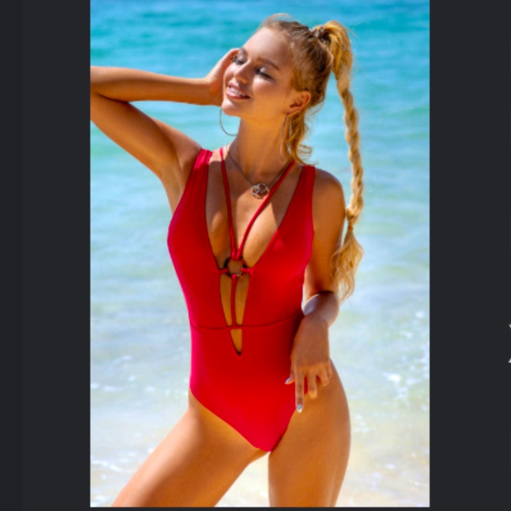 Cupshe Red Strappy Lace Up One Piece Swimsuit